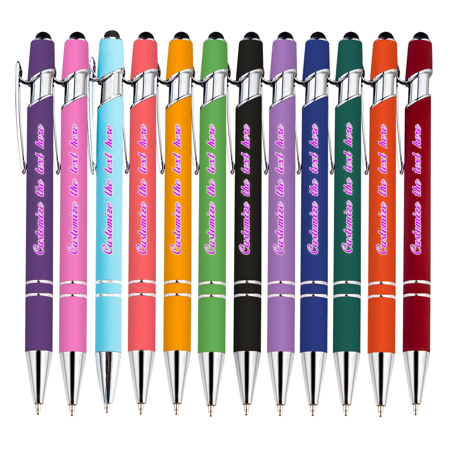 Personalized Color Printing Ballpoint Pens, Custom Ballpoint Pen with Birthday Graduation Wedding Wishes, Personalized Gift Pen, Ballpoint Pen with Phone, Tablet Touch Function, Black Ink, 12PCS