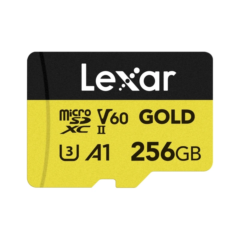 Lexar GOLD 256GB Micro SD Card, microSDXC UHS-II Flash Memory Card, V60, U3, A1, C10 microSD Card, Up to 280MB/s Read, TF Card for Drone/Action Camera/UHS-II Portable Gaming Device (LMSGOLD256G-BNNNG)