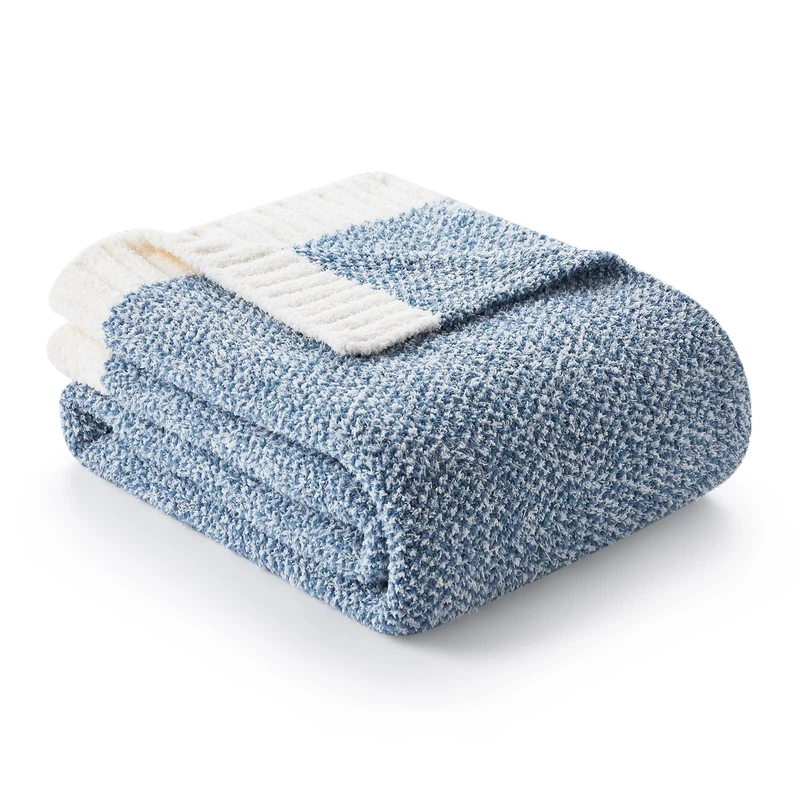 Snuggle Sac Heather Blue Bed Blanket Oversized Twin XL 66x90, Super Soft Warm Blankets for Bed, Living Room, Luxurious Microfiber Blanket Dupes, Heather Blue, 66x90
