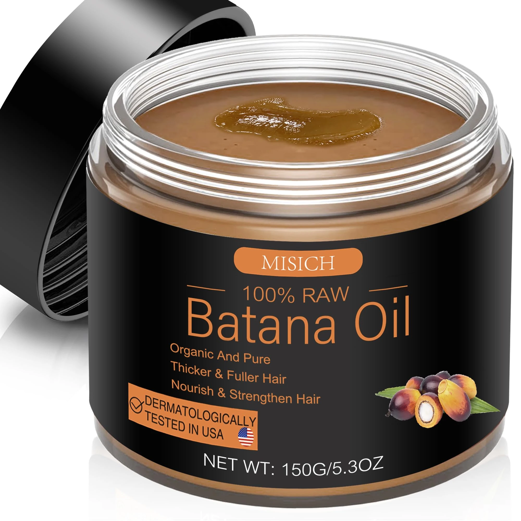Raw Batana Oil for Hair Growth, 100% Natural Pure Botana Oil Paste, Unrefined Organic Batana Hair Growth Oil for Prevent Hair Loss, Enhances Hair Thickness for Men & Women 5.3 oz