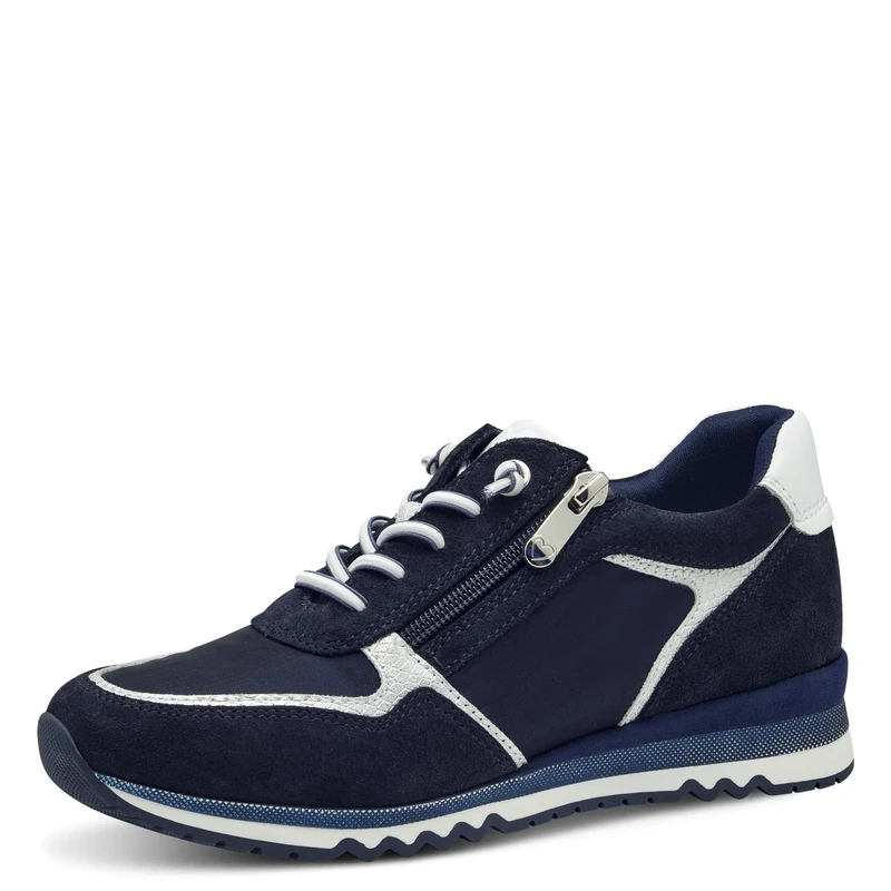 MARCO TOZZI Women's Trainers Flat with Leather Content Leisure, Navy Comb, 5 UK
