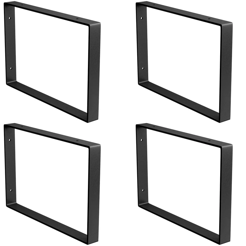 Amig - Pack of 4 Rectangular Industrial Shelf Brackets | 211 x 311 x 30mm | Steel | Colour: Matte Black | Set of 4 Brackets for Shelving | Black Metal Brackets