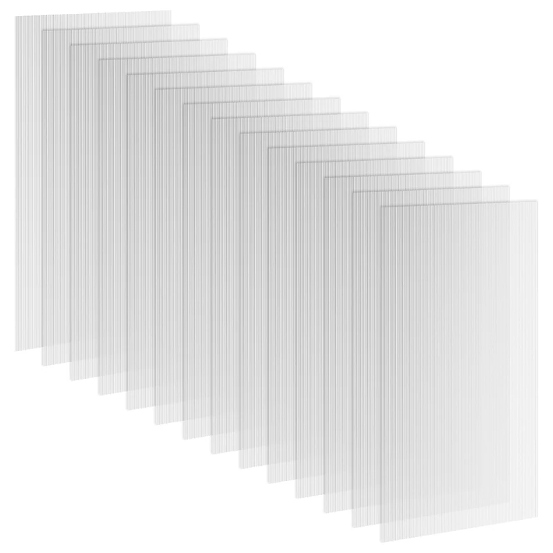 Outsunny 14 Pieces Polycarbonate Sheets, 121 x 61 x 0.4cm Twin-Wall Plastic Roofing Sheets, 10m² Replacement Greenhouse Panels, Waterproof and UV Protection, Clear - Image 1