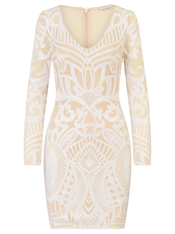 APART Fashion Women's Apart Etuikleid aus Hochwertigem Polyester Cocktail Dress, Cream, 6