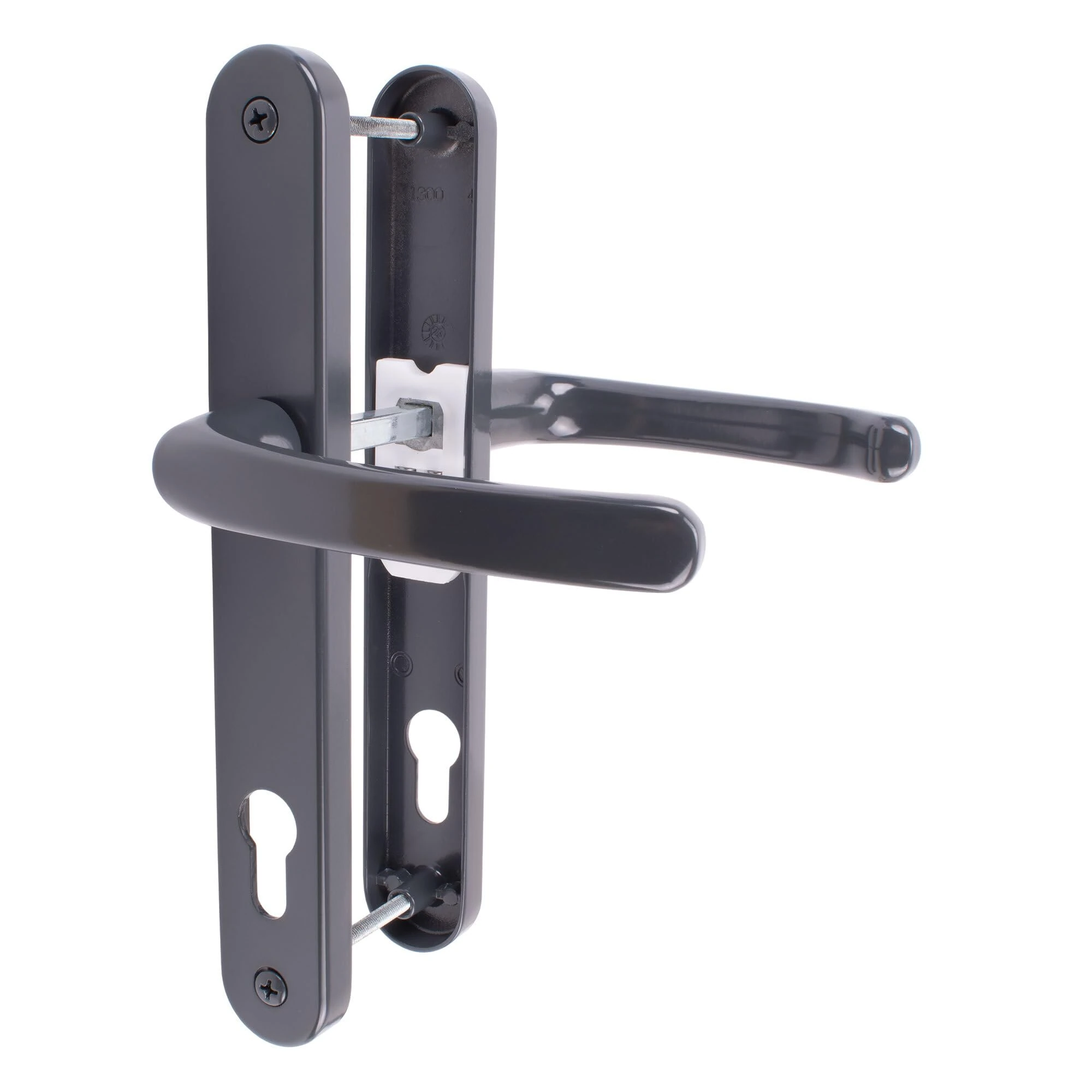 JCP PRO uPVC Door Handle Pair Set Sprung 92 PZ 92mm, Backplate 242mm x 34mm (210mm Screw Centres, Anthracite Grey 7016)