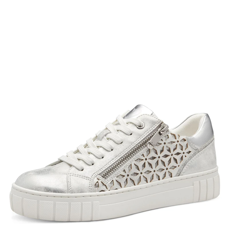 MARCO TOZZI Women Sneakers Soft Feel Me Removable Footbed Soft Lining Vegan Modern, Grey (LT. Grey Comb), 4 UK