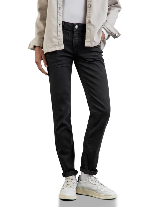 Street One Women's A378132 Jeans Casual Fit, Deep Black Wash, 27W x 30L