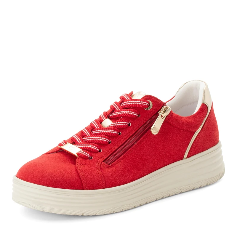 MARCO TOZZI Women's Sneaker Soft Feel Me Removable Footbed Soft Lining Modern, red (Cherry Comb), 7 UK