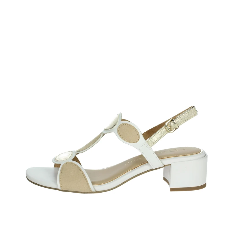 MARCO TOZZI Women's Elegant Vegan Sandals with Heel, White Comb, 5 UK