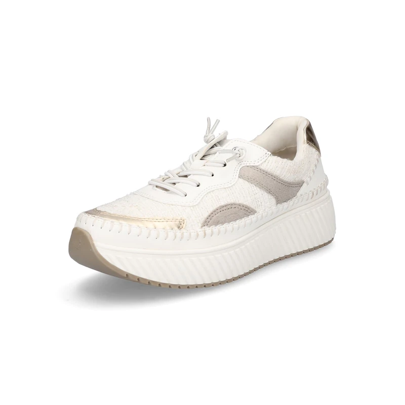 MARCO TOZZI Women's Flat Trainers with Laces Chunky Sole, White Gold, 6 UK