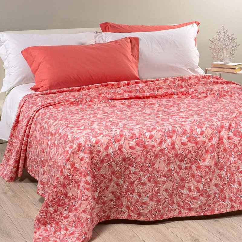 Caleffi 1006806 1006806 Flowers Joy Bedspread for Single Bed 50% Cotton 50% Polyester, 220 x 260 cm, Fuchsia