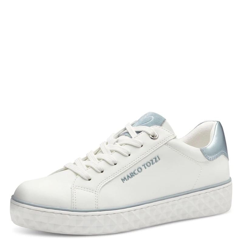 MARCO TOZZI Women's Trainers Flat Vegan Leisure, White Lt Blue, 6 UK