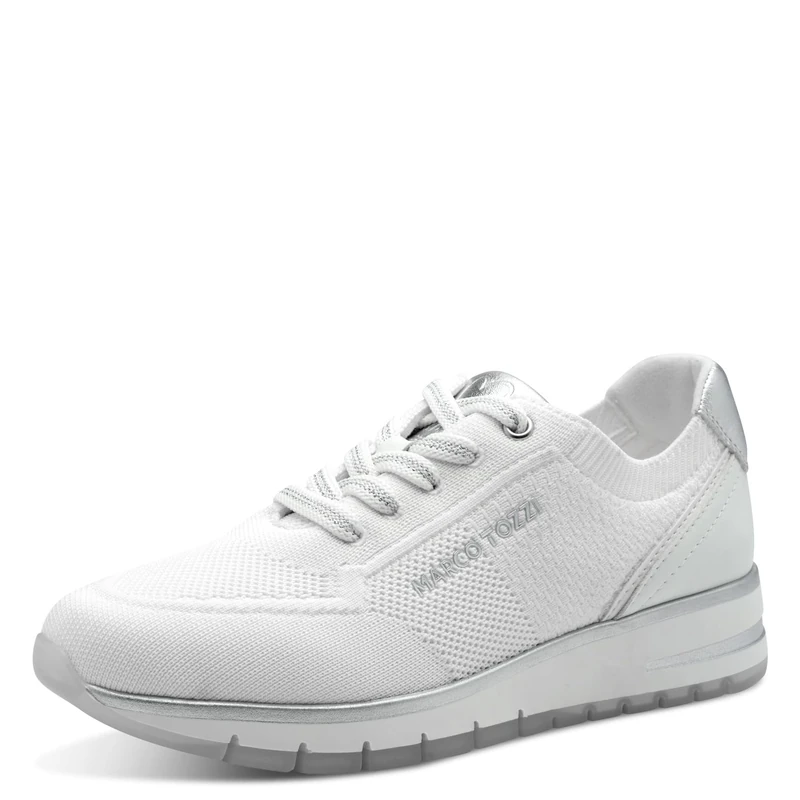 MARCO TOZZI Women Sneakers Soft Feel Me Removable Footbed Soft Lining Vegan Modern, White (White Comb), 5.5 UK