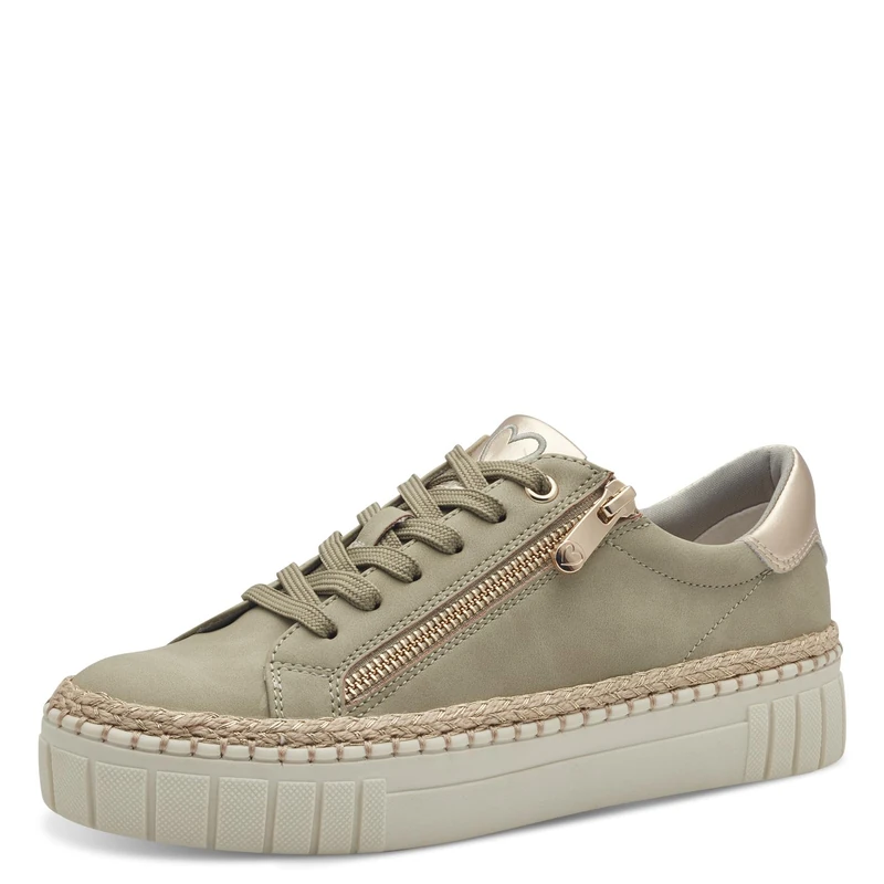 MARCO TOZZI Women Sneaker soft Feel Me footbed soft Lining Modern, khaki (MOSS COMB), 4.5 UK