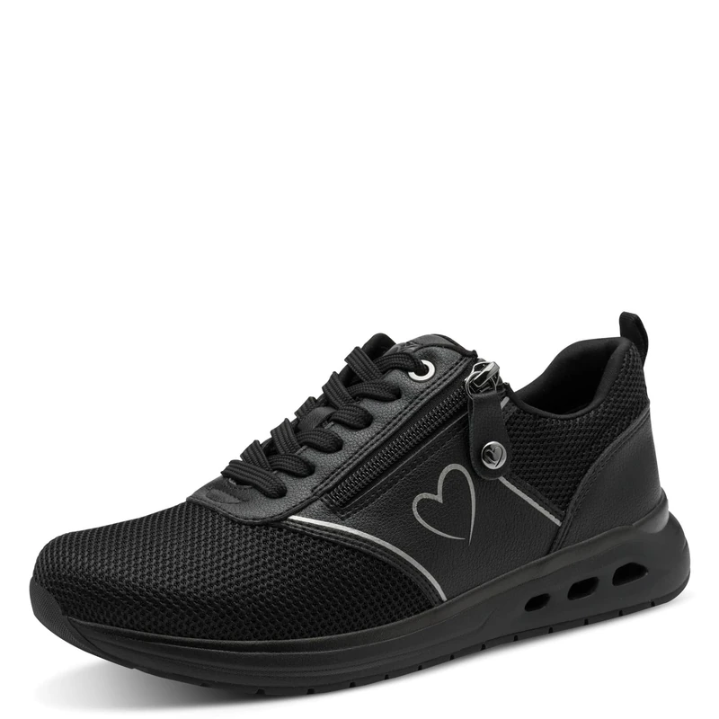 MARCO TOZZI Women's Trainers Flat with Zip Sporty, Black (Black Comb), 8.5 UK