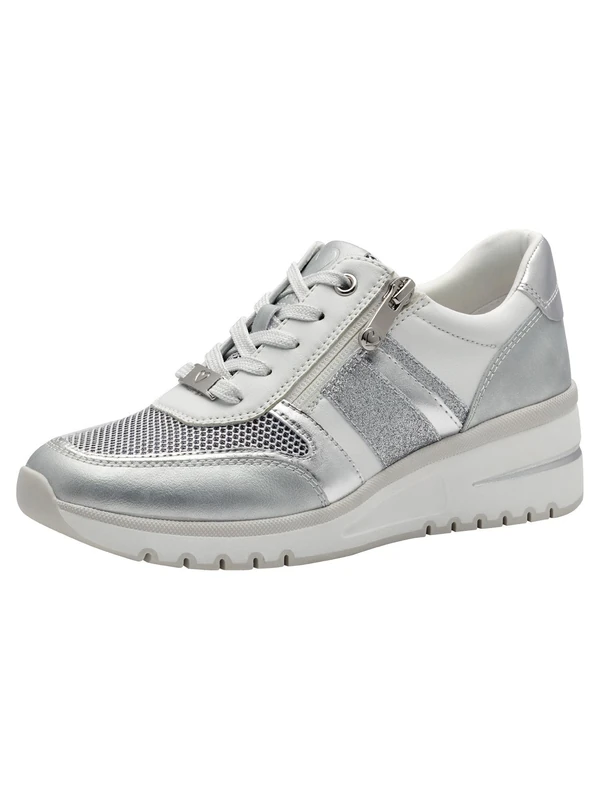 MARCO TOZZI Women's Flat Zip Chunky Sole Trainers, White Comb, 7 UK - Image 1