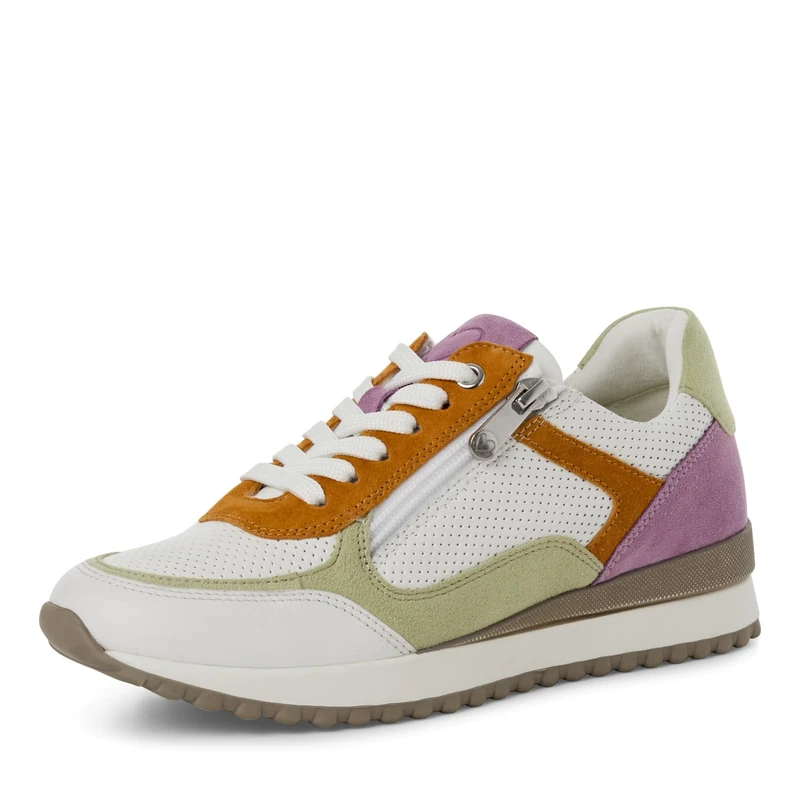 MARCO TOZZI Women's Trainers Flat with Leather Content Leisure, White Comb, 7 UK