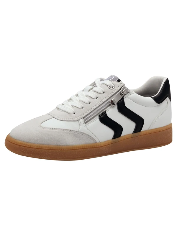 MARCO TOZZI Women Sneakers Soft Feel Me Removable Footbed Soft Lining Vegan Modern, White (White/Black), 5.5 UK