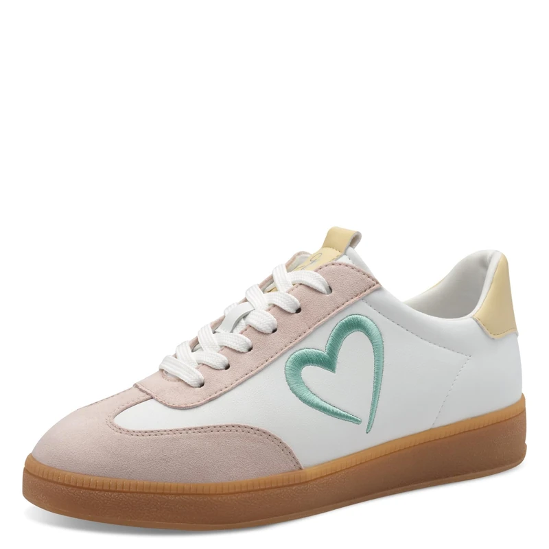 MARCO TOZZI Women's Sneaker Soft Feel Me Removable Footbed Soft Lining Stylish, White (White/Powder), 5.5 UK