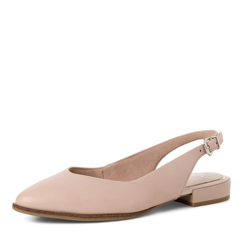 MARCO TOZZI Women Ballerinas Soft Feel Me Footbed Leather Soft Lining Pointed, Pink (Nude), 6 UK