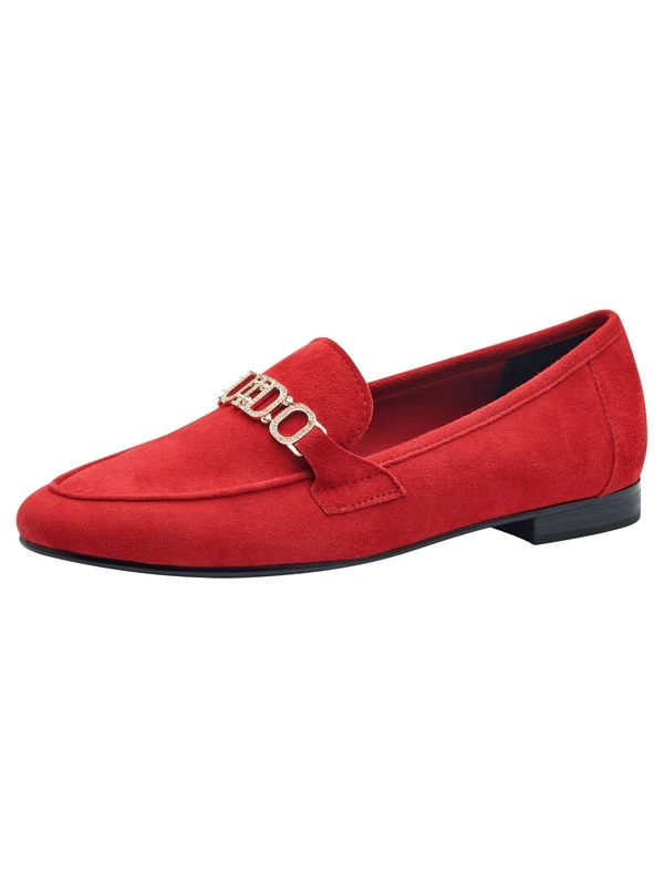 MARCO TOZZI by Guido Maria Kretschmer Women's Elegant Leather Loafer with Heel, red, 6 UK