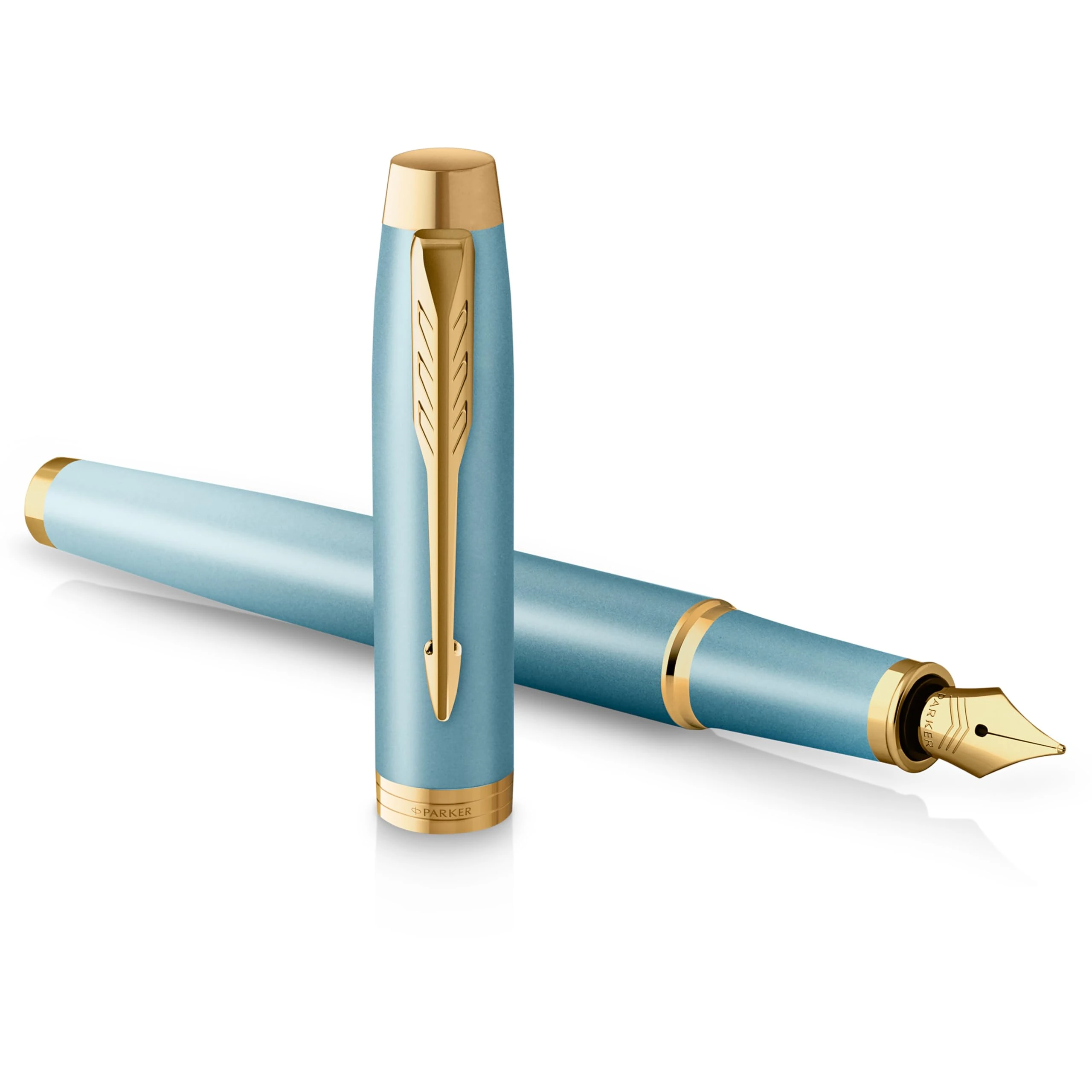 PARKER IM Writing Rituals Fountain Pen, Turquoise Green Finish with Gradient, Gold Trims, Fine Nib, Blue Ink, Gift Box