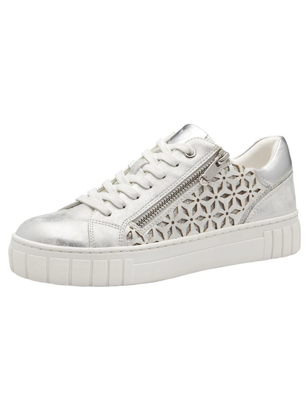 MARCO TOZZI Women Sneakers Soft Feel Me Removable Footbed Soft Lining Vegan Modern, Grey (LT. Grey Comb), 7.5 UK