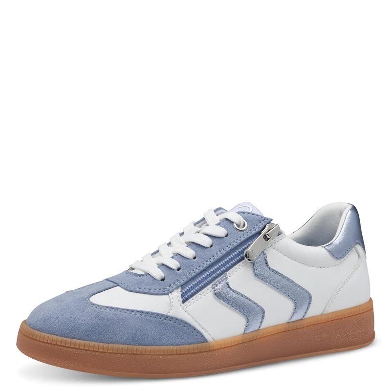 MARCO TOZZI Women Sneakers Soft Feel Me Removable Footbed Soft Lining Vegan Modern, White (White/LT.Blue), 4 UK