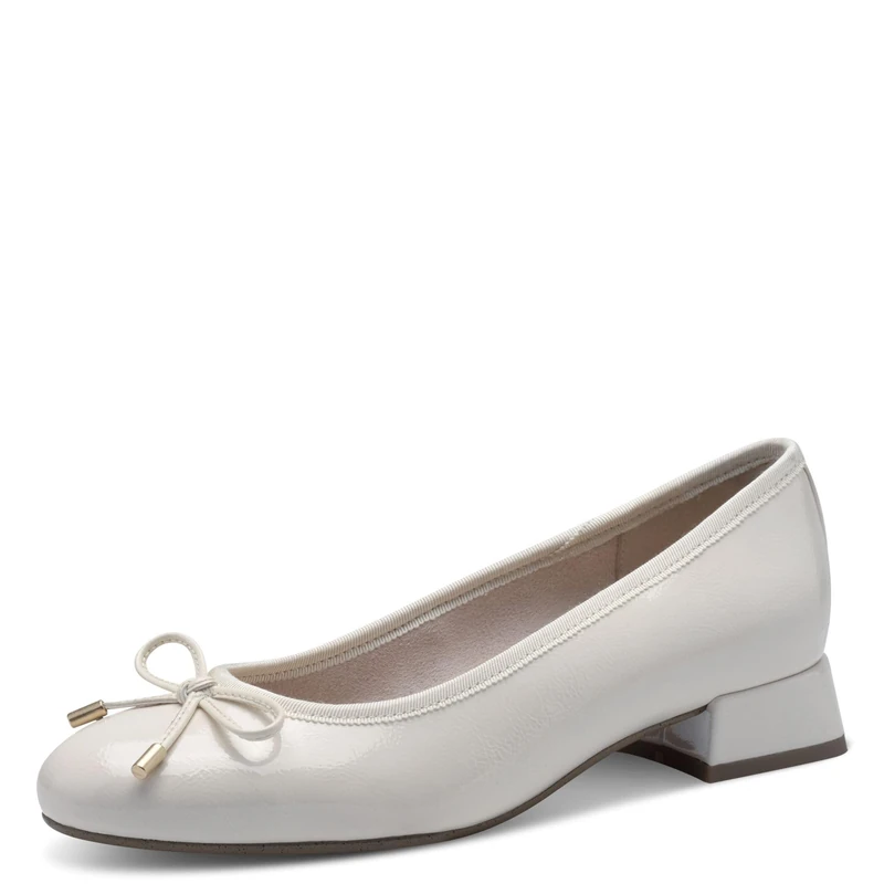 MARCO TOZZI Women's Elegant Pumps with Bow, Cream Patent, 8.5 UK