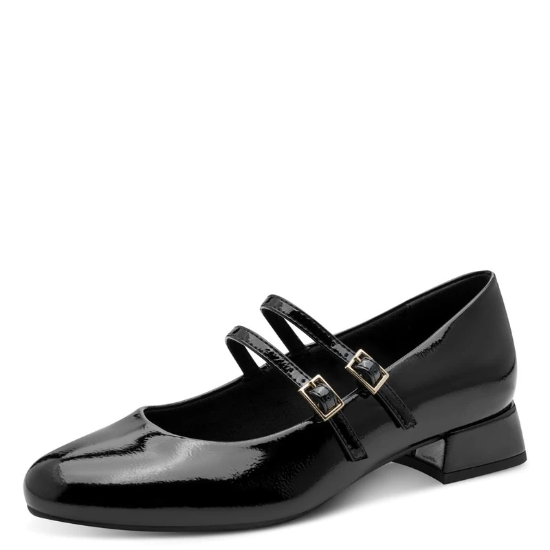 MARCO TOZZI Women Pumps Soft Feel Me Footbed Soft Lining Modern, Black (Black Patent), 4.5 UK