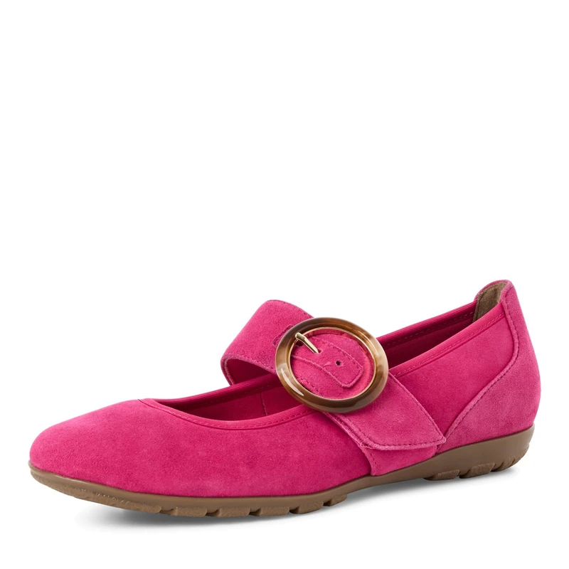 MARCO TOZZI Women's Leather Ballet Flats with Fastening, Pink, 8 UK