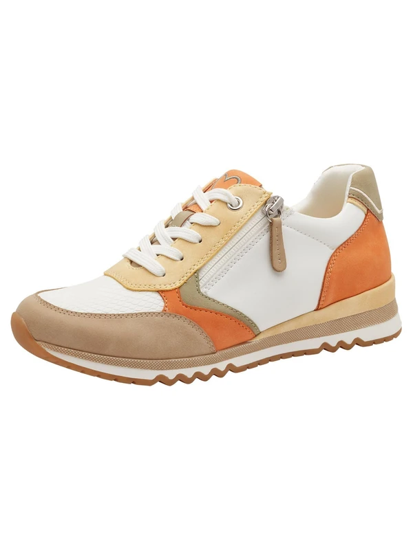 MARCO TOZZI Women's Flat Trainers with Zip Leisure, White Peach C, 8 UK