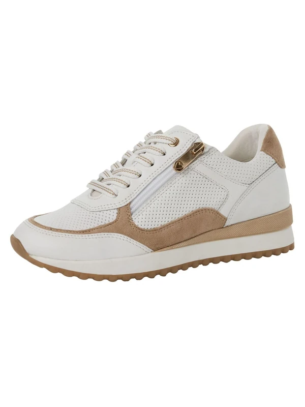 MARCO TOZZI Women's Trainers Flat with Leather Content Leisure, White Dune, 7 UK - Image 1