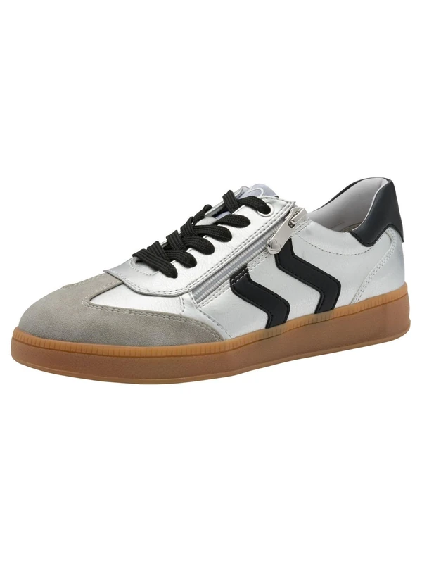 MARCO TOZZI Women's Flat Trainers with Laces Leisure, Silver Comb, 5 UK
