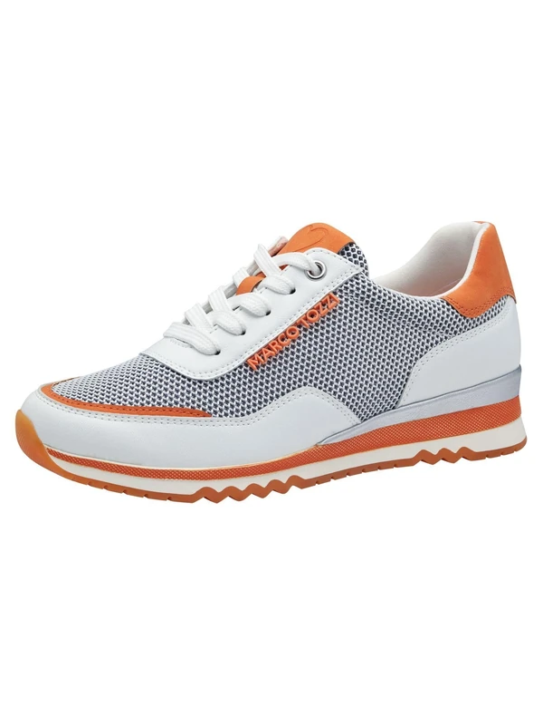 MARCO TOZZI Women's Flat Trainers with Laces Vegan, White Comb, 5 UK