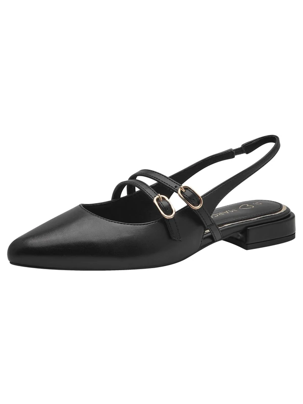 MARCO TOZZI Women Ballet Flats Soft Feel Me Footbed Soft Lining Vegan Pointed, Black (Black), 7 UK