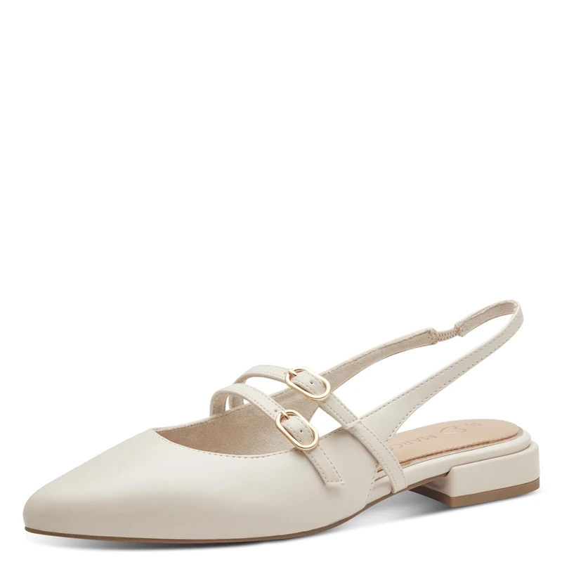 MARCO TOZZI Women Ballet Flats Soft Feel Me Footbed Soft Lining Vegan Pointed, Beige (Cream), 7.5 UK