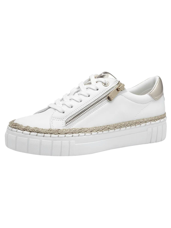 MARCO TOZZI Women's Platform Trainers with Zip, Comfortable, White Comb, 5 UK