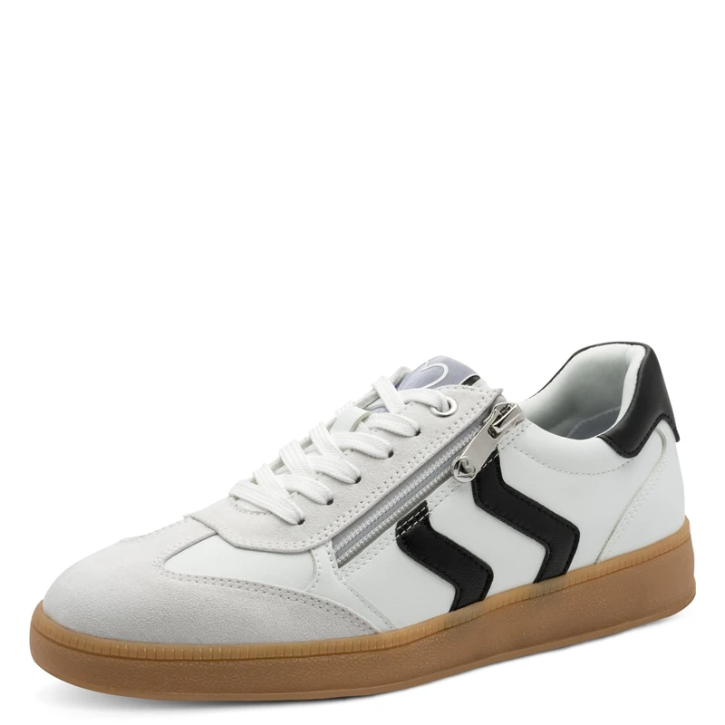 MARCO TOZZI Women Sneakers Soft Feel Me Removable Footbed Soft Lining Vegan Modern, White (White/Black), 4 UK - Image 1
