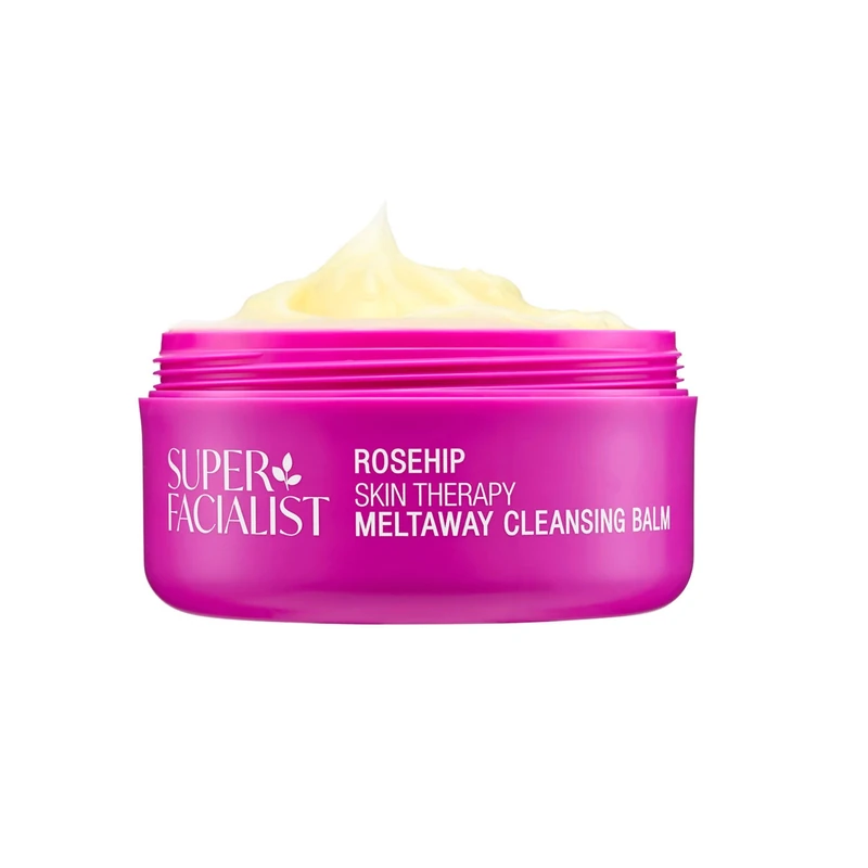 Super Facialist Rosehip Meltaway Cleansing Balm - Makeup Remover with Hyaluronic Acid & Rosehip Oil - Nourishing and Moisturising Cleanser - Smooth, Soft, and Refreshed 100ml