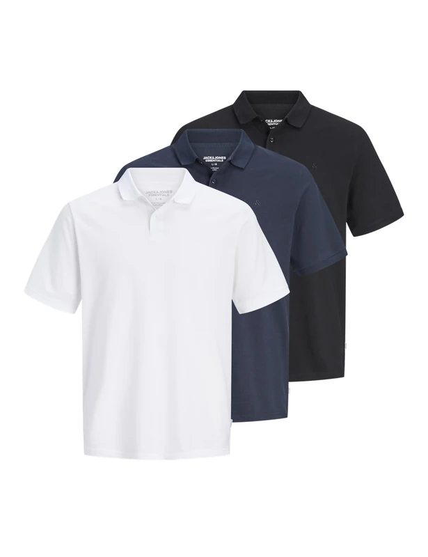 JACK & JONES Mens Pack Basic Polo Short Sleeve Navy Blazer S