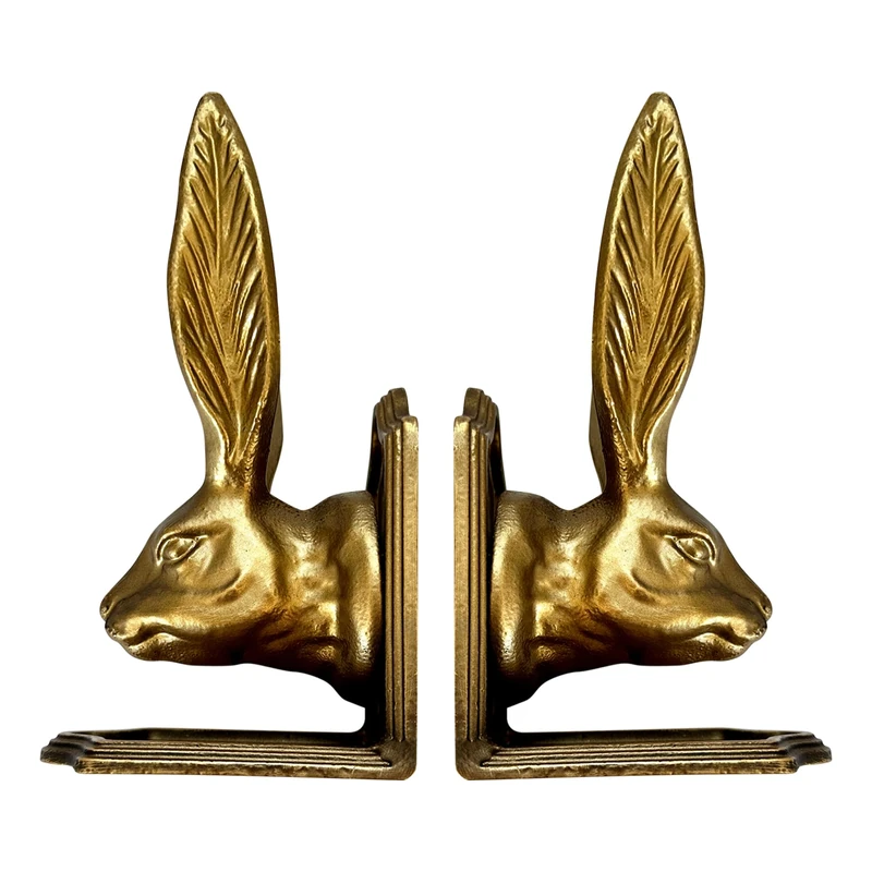 Fox Run Rabbit Decorative Bookend Set, 100% Iron, 4.7" x 4" x 8.6" Heavy Bookends