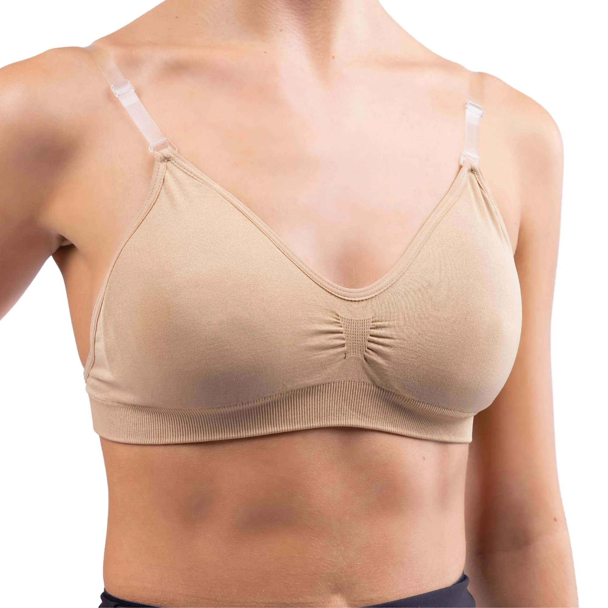 Silky Dance Seamless Clear Back Dance Bra with Removable Padding - Nude - X Large