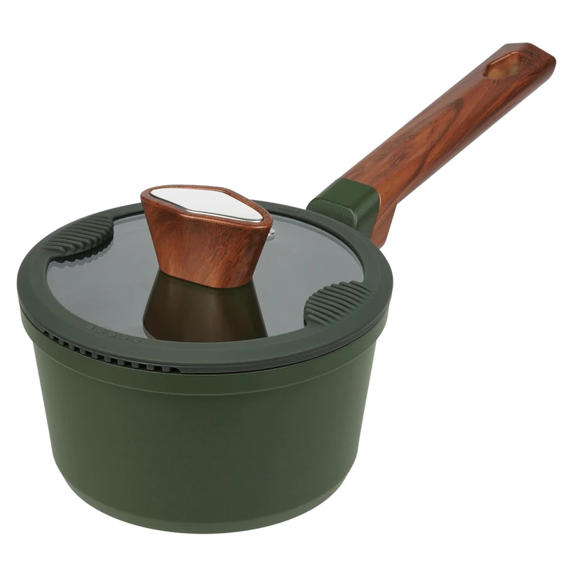 RESTO Saucepan 1.4 L Non-Stick Coating - Cooking Pot with Glass Lid 16 cm Including Silicone Rim and Double-Sided Drains - Aluminium Pot - Casserole Milk Pot - for All Types of Cookers Including
