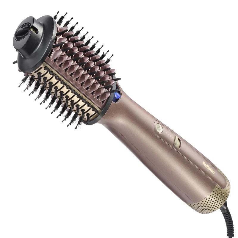 BaByliss Air Power Volume - 2-in-1 Hair Dryer and Styler, Wet and Dry Modes, Smoothing Blow Dryer Brush with 3 Temperature Settings, Ionic & Ceramic, Gold, AS95U
