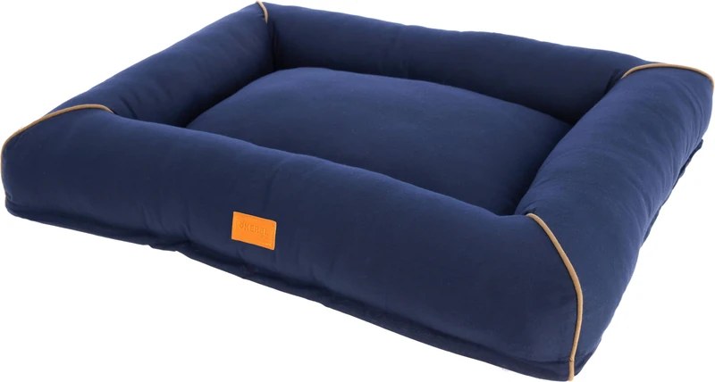 Kerbl Pet Jerome Cuddle Bed, Dark Blue/Cognac, 75 x 60 x 10 cm