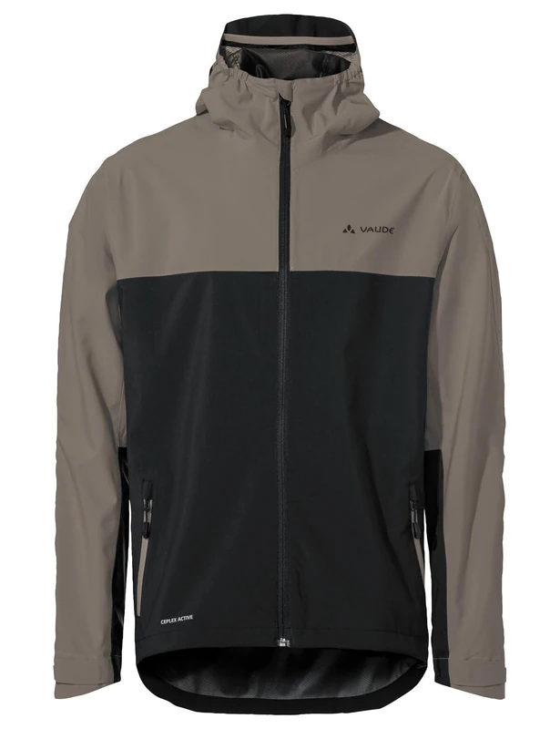 VAUDE Men's Moab Rain Jacket, Waterproof MTB Jacket, 2.5-Layer Membrane, Underarm Ventilation, Roll-Up Hood, Recycled Material, Made in Germany