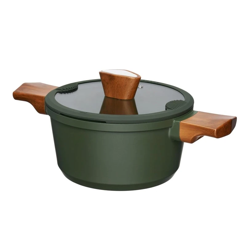 RESTO Stewing Pot with Glass Lid 2.6 L Non-Stick Coating - 20 cm Aluminium Casserole with Lid - Includes Silicone Rim and Double-Sided Drains - Pot, Cooking Pot - for All Types of Cookers Including - Image 1