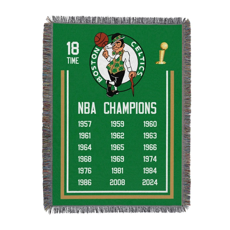 Northwest NBA Boston Celtics NBA Champions 2024 Woven Tapestry Throw Blanket, 48" x 60", Historic - Image 1
