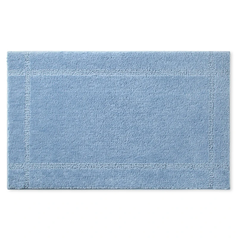 TOWN & COUNTRY EVERYDAY Ultra Plush Solid Tufted Border Bath Mat, Soft and Absorbent Tufted Floor Mat, Non-Slip Backing, Machine Washable, Blue, 20"x32"